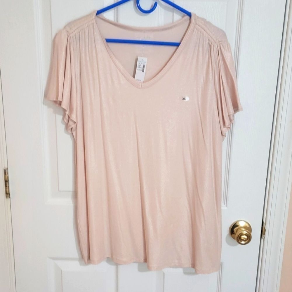 Maurices Shimmer Pale Pink Top Size XL
